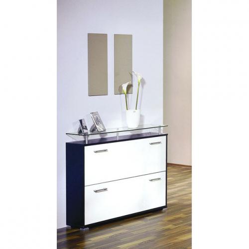GERMANIA Meuble à chaussures, capacité 20 paires, bois, décor wengé et blanc GERMANIA Meuble à chaussures, capacité 20 paires, bois, décor wengé et blanc