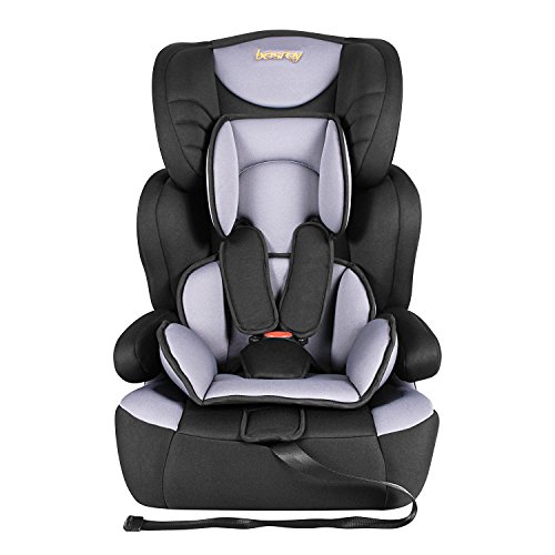 besrey Si&egrave;ge Auto et Rehausseur Trois en Un avec Harnais &agrave; 5 Points&comma; Appuie-T&ecirc;te r&eacute;glable et Protections Lat&eacute;ralespour l'Enfant de 9 &agrave; 36kg&comma; Groupe 1&sol;2&sol;3&comma; Certification de S&eacute;curit&eacute; ECE de l'UE et de 3C-Noir et Gris