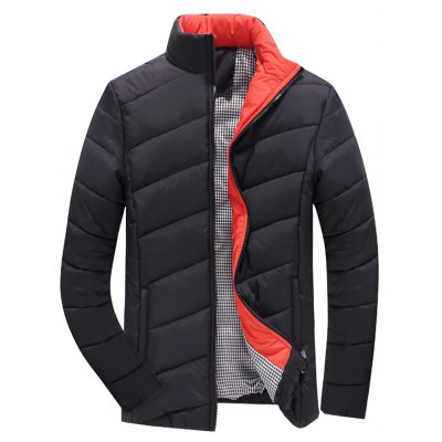 Stand Collar Zipper-Up Quilted Jacket