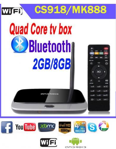 Q7 CS918 New MK888 (K-R42/CS918) Android 4.2 TV Box RK3188 Quad Core Mini PC RJ-45 USB Bluetooth Full HD Multi Media Player