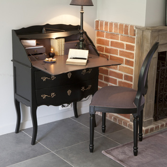Secrétaire en bois avec tiroirs et porte L80cm PAULINE Secrétaire en bois avec tiroirs et porte L80cm PAULINE