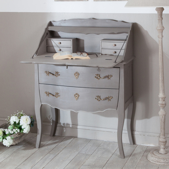 Secrétaire en bois avec tiroirs et porte L80cm PAULINE Secrétaire en bois avec tiroirs et porte L80cm PAULINE