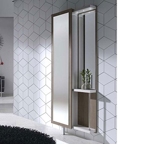 Meuble d'entrée + miroir design Luna ATYLIA Matière Mélamine Couleurs Noyer/Blanc Meuble d'entrée + miroir design Luna ATYLIA Matière Mélamine Couleurs Noyer/Blanc