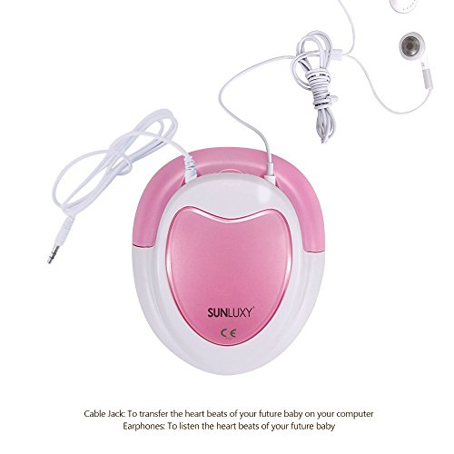 SUNLUXY Doppler Foetal Ecoute C&quest;ur B&eacute;b&eacute; Heartbeat Sounds Moniteur Detecteur de Fr&eacute;quence Cardiaque avec 3&period;5mm Ecouteur pour B&eacute;b&eacute; Adulte Rose