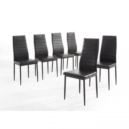 SAM Lot de 6 chaises de salle à manger noires