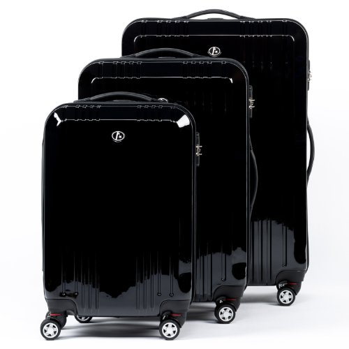 FERGÉ set de 3 valises trolley CANNES - bagage avec 4 roulettes 360° - poignée télescopique - noir en ABS & PC solide et léger