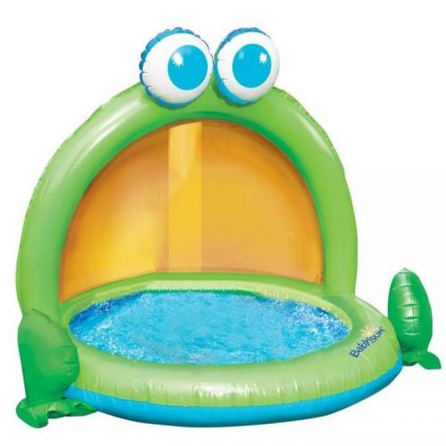 BABYSUN Pataugeoire b&eacute;b&eacute; &agrave; Auvent - Vert&sol;Orange&sol;Bleu