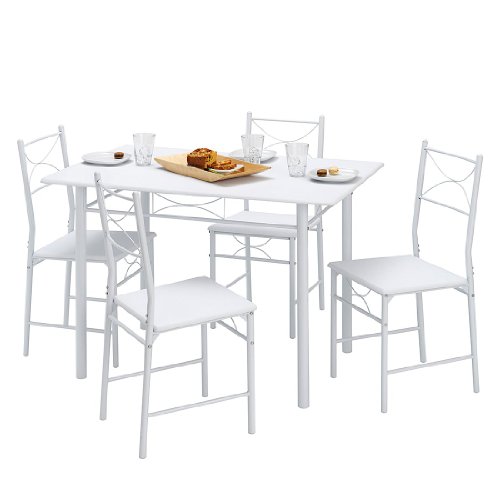 Set table + 4 chaises Blanc mat WHITNEY Set table + 4 chaises Blanc mat WHITNEY