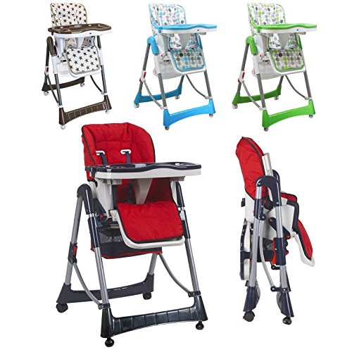 Monsieur B&eacute;b&eacute; &reg; Chaise haute enfant pliable&comma; r&eacute;glable hauteur&comma; dossier et tablette - 4 coloris - Norme NF EN14988 - P'tit Lou