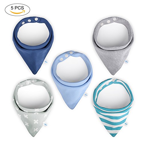 YISSVIC 5pcs Bavoir Bandana Bavoir B&eacute;b&eacute; Imperm&eacute;ables en Coton avec Boucle R&eacute;glable et Doublure pour Gar&ccedil;ons 0-24 mois