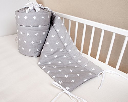 Tour de lit Nid T&ecirc;te Protection Tour de lit 420&nbsp;x 30&nbsp;cm&comma; 360&nbsp;x 30&nbsp;cm&comma; 180&nbsp;x 30&nbsp;cm &eacute;quipement de lit tour de lit b&eacute;b&eacute; Protection des Bords ast&eacute;risque Gris