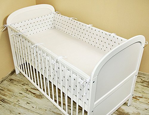 Zieba Tour de lit de protection&comma; 420&nbsp;x 30&nbsp;cm&comma; 360&nbsp;x 30&nbsp;cm&comma; 180&nbsp;x 30&nbsp;cm &eacute;quipement de lit tour de lit b&eacute;b&eacute;&comma; protection des bords&comma; motif petites &eacute;toiles&comma; blanc &lpar;A3&rpar;