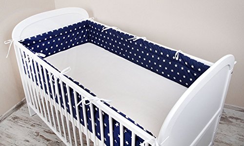 Tour de lit Nid T&ecirc;te Protection Tour de lit 420&nbsp;x 30&nbsp;cm&comma; 360&nbsp;x 30&nbsp;cm&comma; 180&nbsp;x 30&nbsp;cm &eacute;quipement de lit tour de lit b&eacute;b&eacute; Protection des Bords ast&eacute;risque Bleu