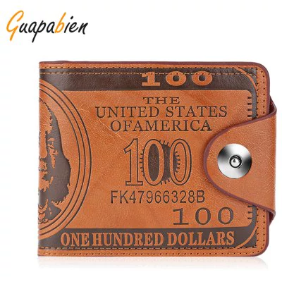 Guapabien Cash Pattern PU Leather Short Wallet for Men  -  SANDY BEIGE 