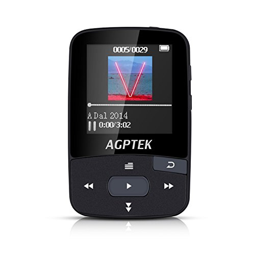 AGPTEK Mp3 Bluetooth 4.0 Lecteur Mp3 8Go avec pince, écran en couleur, Fonction podomètre, Noir AGPTEK Mp3 Bluetooth 4.0 Lecteur Mp3 8Go avec pince, écran en couleur, Fonction podomètre, Noir