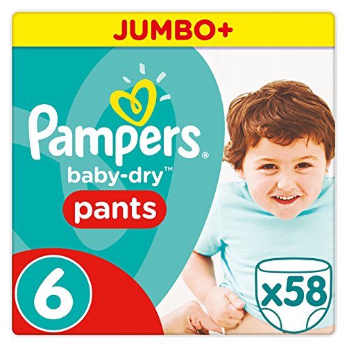 Pampers - Baby Dry Pants - Couches-culottes Taille&nbsp;6 &lpar;&plus;15 kg&rpar; - Jumbo&plus; Pack &lpar;x58 culottes&rpar;