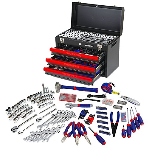 WORKPRO W009044A Boîte à Outils Complete pour Mécanique Avec Boîte Métallique Lourde Résistante à 3 Tiroirs 408 Pièces Caisse à Outils WORKPRO W009044A Boîte à Outils Complete pour Mécanique Avec Boîte Métallique Lourde Résistante à 3 Tiroirs 408 Pièces Caisse à Outils