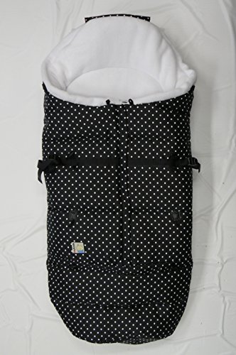 Kutnik Chanceli&egrave;re universelle pour poussette &sol; Sac de couchage "POLAR" en laine polaire - Points Noir & Blanc