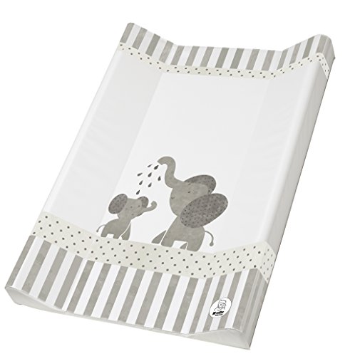 Rotho Babydesign Matelas &agrave; Langer &agrave; 2 Rebords&comma; D&egrave;s la Naissance&comma; Modern Elephants&comma; Bella Bambina&comma; White&sol;Grey &lpar;Blanc&sol;Gris&rpar;&comma; 50 x 70 cm&comma; 200620001CG