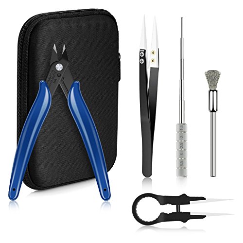 Lnkey Pince Céramique + Coil Jig outil pour les atomiseurs, Cigarette électronique RDA RBA Atomiseur DIY Outil Kit résistant à la chaleur non conductrices+ Pince à Epiler + Brosse en acier inoxydabl Lnkey Pince Céramique + Coil Jig outil pour les atomiseurs, Cigarette électronique RDA RBA Atomiseur DIY Outil Kit résistant à la chaleur non conductrices+ Pince à Epiler + Brosse en acier inoxydabl