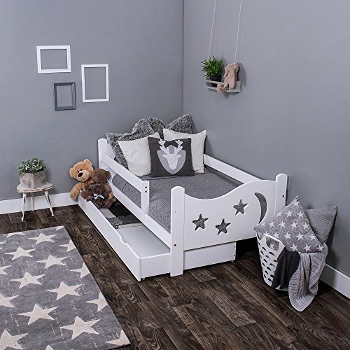 KAGU Chrisi Junior lit lit lit enfant jeunesse bois de pin &lpar;140&nbsp;x 70&nbsp;cm ou 160&nbsp;x 80&nbsp;cm&rpar;&period; Bois MASSIF avec matelas et tiroir