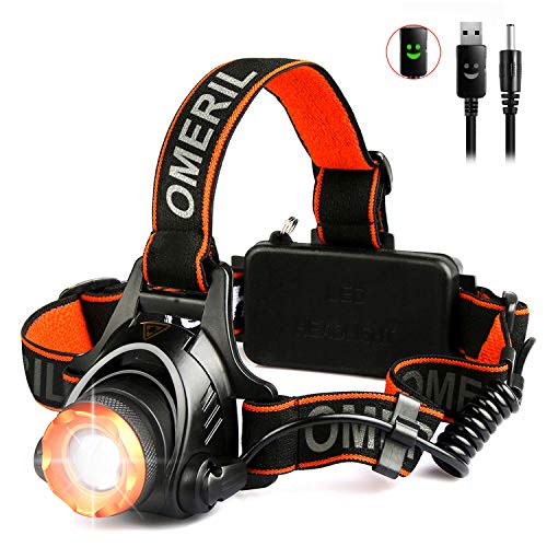 OMERIL Lampe Frontale Puissante, Torche Frontale USB Rechargeable LED CREE XML-T6,2000 LM,500 Mètres, 3 Mode Eclairage,Zoomable, Réglable,Léger pour Course,Marche,Camping,2 Batterie+Câble USB fourni OMERIL Lampe Frontale Puissante, Torche Frontale USB Rechargeable LED CREE XML-T6,2000 LM,500 Mètres, 3 Mode Eclairage,Zoomable, Réglable,Léger pour Course,Marche,Camping,2 Batterie+Câble USB fourni