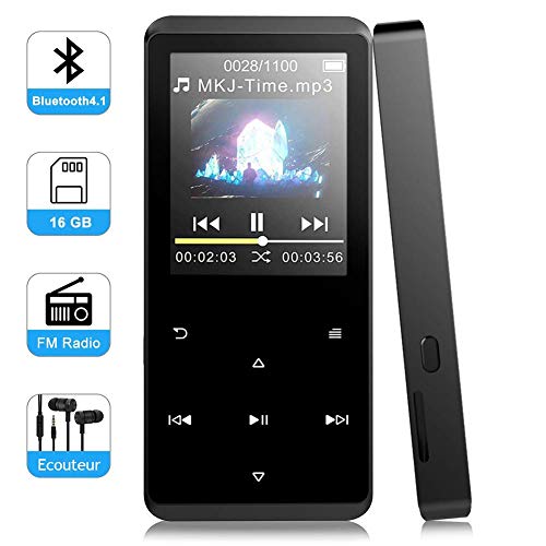 Macrourt 16 Go MP3 Tactile Bluetooth HiFi Lecteur en Métal Ecran en Couleur Baladeur MP3 avec Radio FM/Enregistrement Supporte Carte TF (Carte Non Incluse)