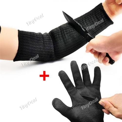 1pair auto-défense durable résistant aux coupures de protection Manches et 1pair niveau 5 résistant aux coupures Gants Wire Mesh en acier inoxydable	 1pair auto-défense durable résistant aux coupures de protection Manches et 1pair niveau 5 résistant aux coupures Gants Wire Mesh en acier inoxydable	