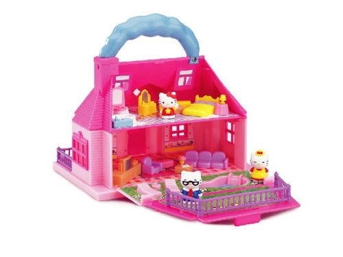 Hello Kitty - HTI - Maison de Poupée Hello Kitty Transportable (Inclus 3 Figurines Hello Kitty) Hello Kitty - HTI - Maison de Poupée Hello Kitty Transportable (Inclus 3 Figurines Hello Kitty)