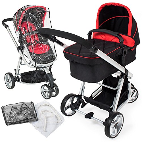 TecTake 3 en 1 Poussette Canne de Voyage Voiture d&quest;Enfants Baby Confort Jogger - diverses couleurs au choix - &lpar;Rouge&sol;Noir&rpar;