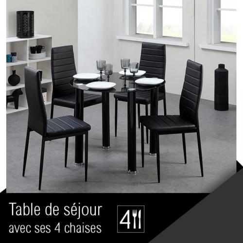 BERENICE Ensemble repas 1 table 4 chaises noir BERENICE Ensemble repas 1 table 4 chaises noir