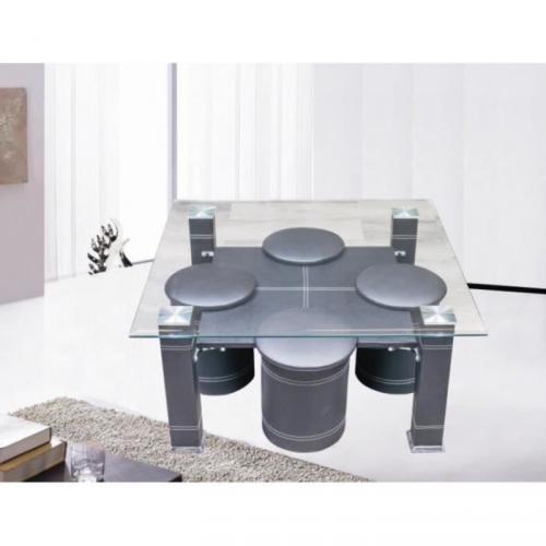 TABLE ET POUF SIMILI CUIR NOIR TABLE ET POUF SIMILI CUIR NOIR
