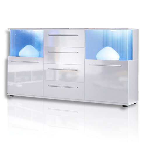 PUNCH Buffet + LED blanc brillant et mat 144cm PUNCH Buffet + LED blanc brillant et mat 144cm