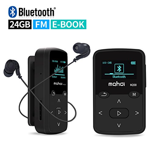 Mymahdi Clip Musical Sport, Lecteur MP3 Bluetooth 24 Go LCD écran Radio FM