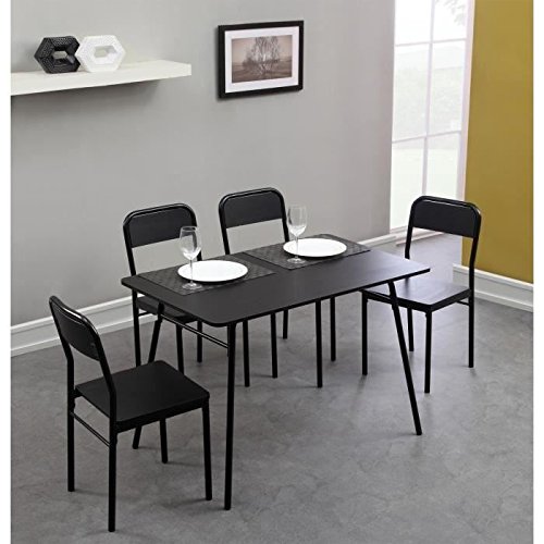 RAPIDO Ensemble repas table + chaises 110cm noir RAPIDO Ensemble repas table + chaises 110cm noir
