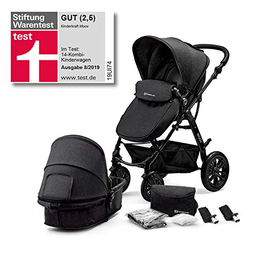 Kinderkraft MOOV Poussette Duo&comma; Canne&comma; Nacelle&comma; Poussette et Accessoires&comma; Noir