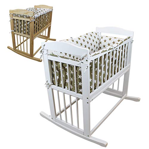 Monsieur B&eacute;b&eacute; &reg; Berceau 40 x 80 cm &plus; tour de lit - Mode bascule ou roulette - Deux coloris - Norme NF EN1130-1 et 2