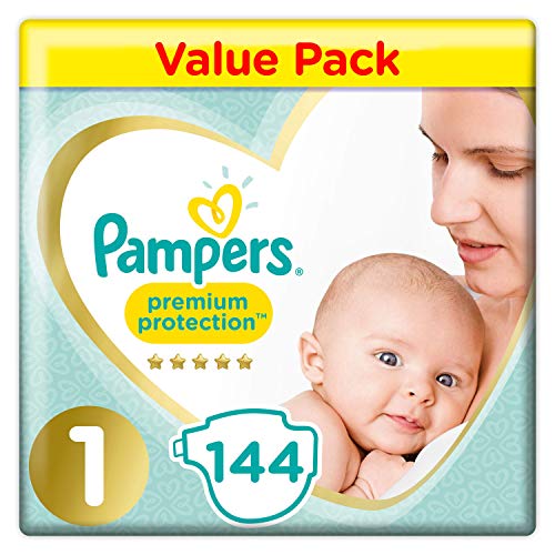 Pampers Lot de 144 couches de protection sup&eacute;rieure et confortables approuv&eacute;es par British Skin Foundation Taille 1