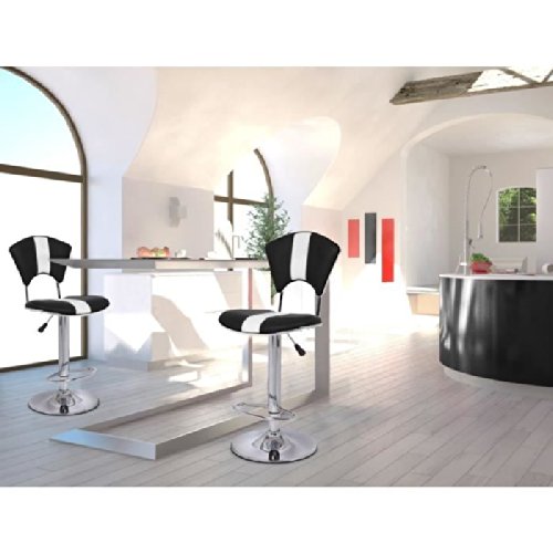 Lot de 2 Chaises de bar VIP, coloris Noir/Blanc Lot de 2 Chaises de bar VIP, coloris Noir/Blanc