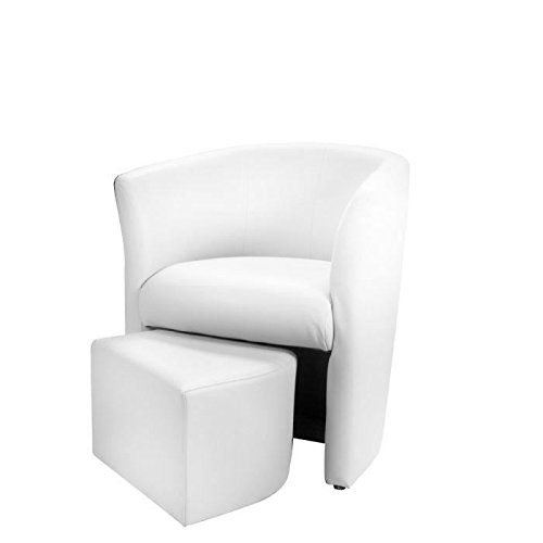 BAYA Fauteuil cabriolet blanc + pouf