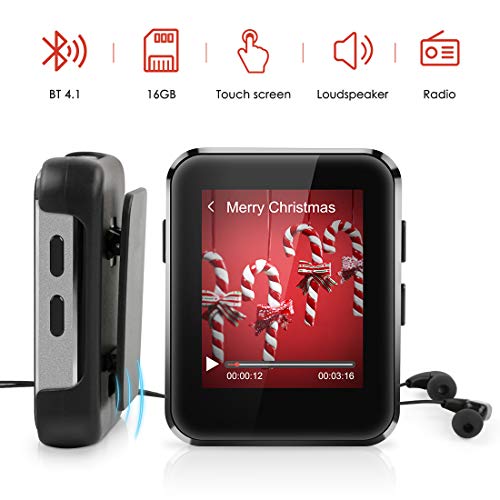 Lecteur MP3,Timoom X1 Lecteur Baladeur Bluetooth 1.77 Pouces Sport Écran Tactile Complet 16 Go, Haut-Parleur HiFi Portable sans Perte,Radio FM,Photos, enregistrements, E-Book,Extensible jusqu'à 128 Go
