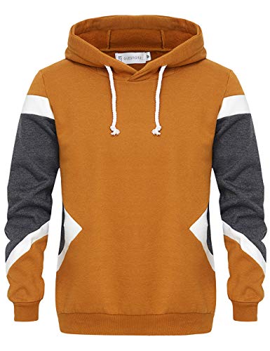 GLESTORE Sweat-Shirt Capuche et Slim Fit Hoodies Homme Col Rond Manches Longues Marron M