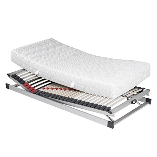 Nova Dream Sleepline Lot matelas en mousse froide Big degré de dureté 4 / Sommier à lattes Maxx KF - 100 x 200 cm