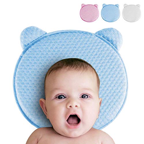 Rovtop Oreiller Nouveau-n&eacute; Coussin B&eacute;b&eacute; par la Plagioc&eacute;phalie &lpar;avec Trois Taie d'Oreiller&rpar; Coussin de Maintien Morphologique pour B&eacute;b&eacute; anti B&eacute;b&eacute; t&ecirc;te Plate