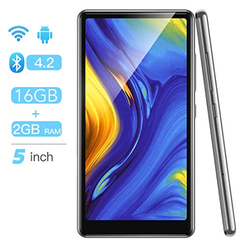 AGPTEK 16Go MP4 Bluetooth WiFi 5 Pouces Ecran Tactile Complet, Haut-Parleur Lecteur Musique Audio HiFi avec Radio FM Extensible jusqu'à 128Go, Haut MP3 Baladeur Support Type-C et Android-T03S Noir