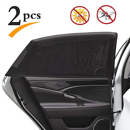 Uarter 2Pcs Pare-Soleil Voiture SPF 30&plus; Grand -Bloquer les Rayons UV - Prot&eacute;gez Votre Enfant et Animaux - Installation Facile - Compatibles avec la Plupart des V&eacute;hicules&lpar;Noir&rpar;