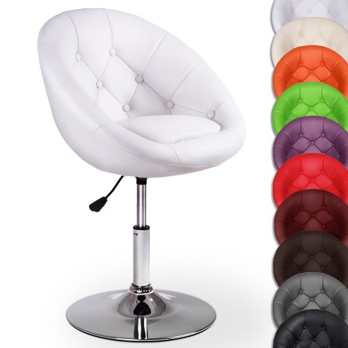 Fauteuil lounge - Blanc - Siège pivotant à 360 ° - Hauteur réglable : 80 - 94 cm - DIVERSES COULEURS AU CHOIX