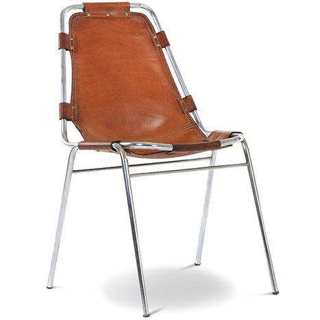 Chaise vintage design industriel - Acier et cuir classique