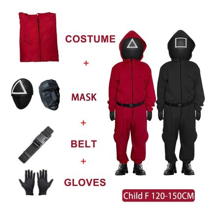 Masque de Costume de jeu de calmar pour enfant&comma; combinaison de Cosplay&comma; rond&comma; Six carr&eacute;s&comma; Triangle&comma; masques de casque en plastique&comma; Costume de f&ecirc;te d'halloween