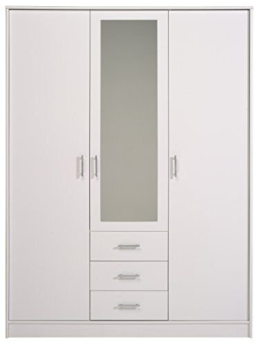 Max 6045RAPT Armoire avec 3 Portes/3 Tiroirs/Miroir Blanc 147,7 x 55 x 202 cm